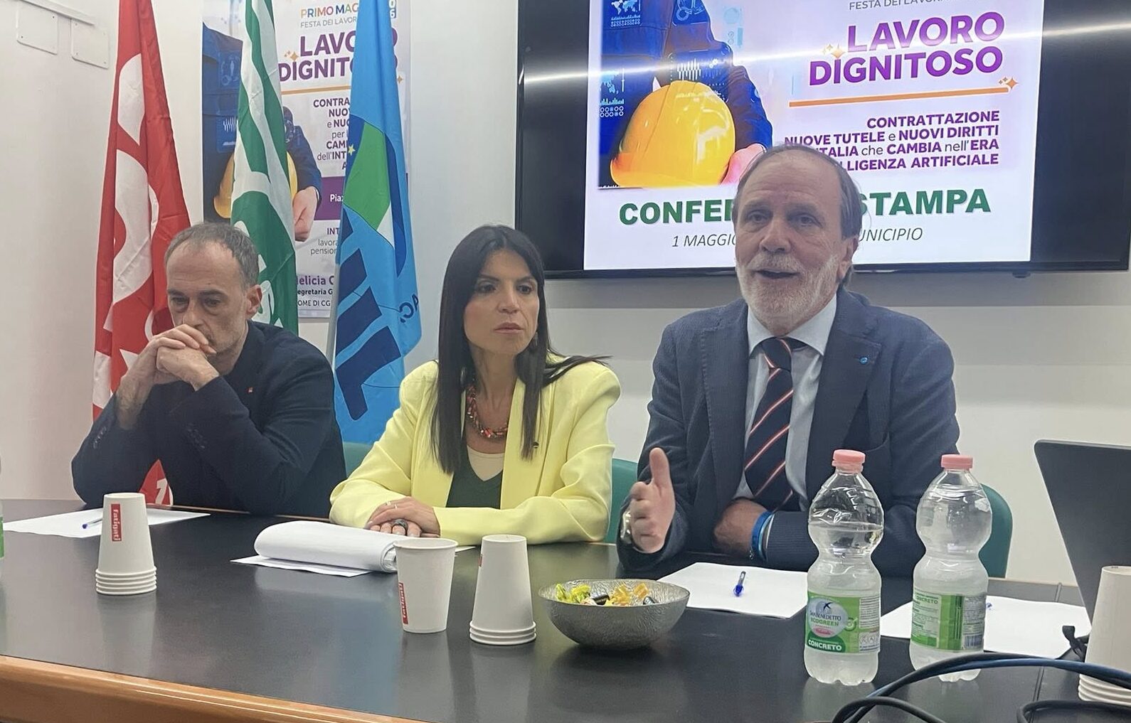 PRIMO MAGGIO A NAPOLI. CONFERENZA STAMPA DI CGIL, CISL, UIL. NUOVE TUTELE PER UNA MAGGIORE SICUREZZA SUL LAVORO